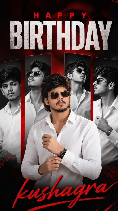 Cinematic Red & Black Birthday Portrait — AI Photo Editing Prompt on Faymas
