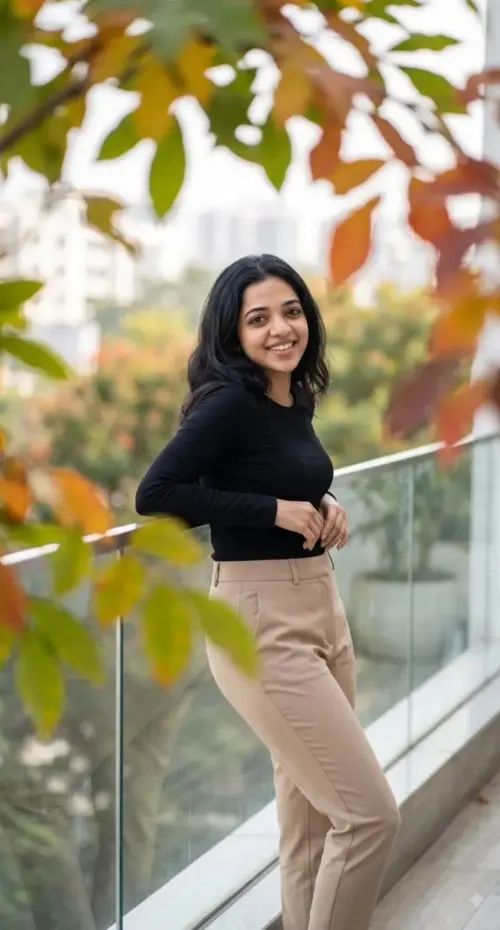 Full-length outdoor portrait of a young woman — AI Photo Editing Prompt on Faymas