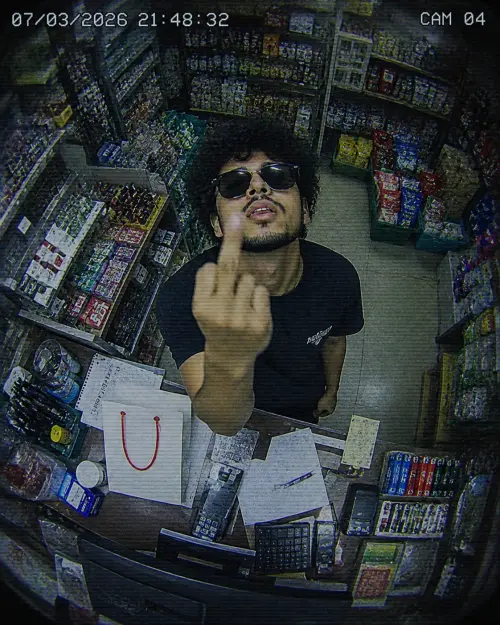 Late-Night Convenience Store CCTV Gesture — AI Photo Editing Prompt on Faymas