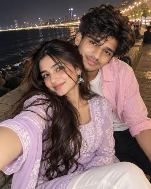 Marine Drive Night Selfie | Couple Flash Pic 📸 — AI Photo Editing Prompt on Faymas