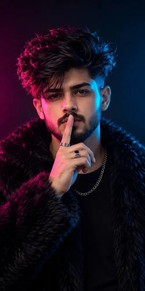 Neon Cyberpunk Boy Aesthetic 💗💙 | Dark Portrait Photography — AI Photo Editing Prompt on Faymas