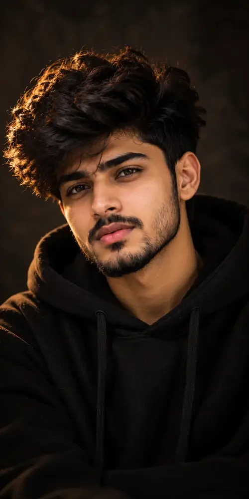 Moody Boy Aesthetic 🖤 | Cinematic Black Hoodie Portrait — AI Photo Editing Prompt on Faymas