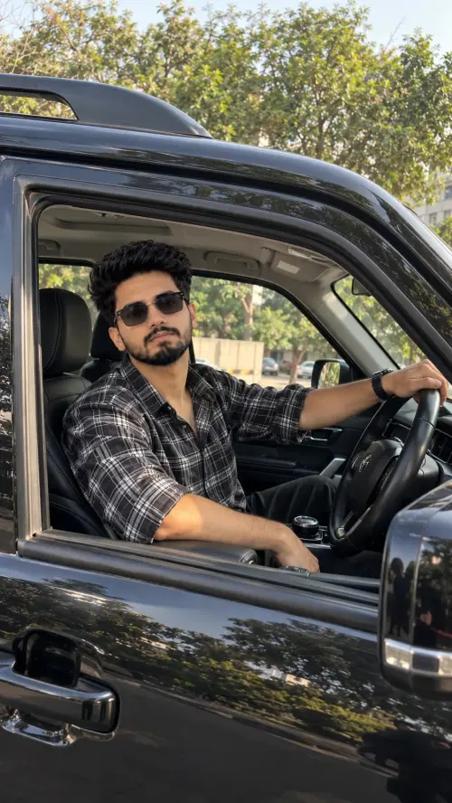 Black Mahindra Scorpio Driving Portrait | Realistic AI Car Photography — AI Photo Editing Prompt on Faymas