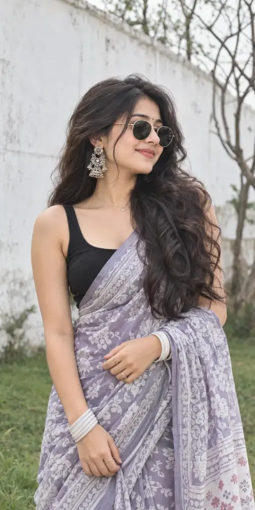 Lavender Saree Aesthetic ✨ | Indian Ethnic Fashion & Traditional Look — AI Photo Editing Prompt on Faymas
