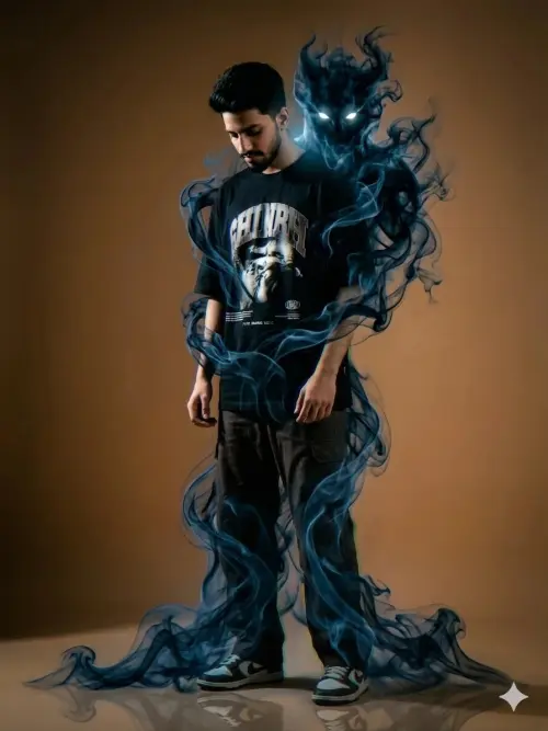 Dark Smoke Demon Effect | Cinematic Shadow Aesthetic — AI Photo Editing Prompt on Faymas