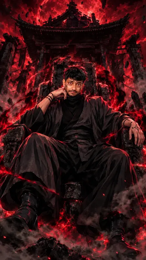 DARK CURSED KING — REAL FACE IDENTITY LOCK, CINEMATIC ANIME WALLPAPER — AI Photo Editing Prompt on Faymas