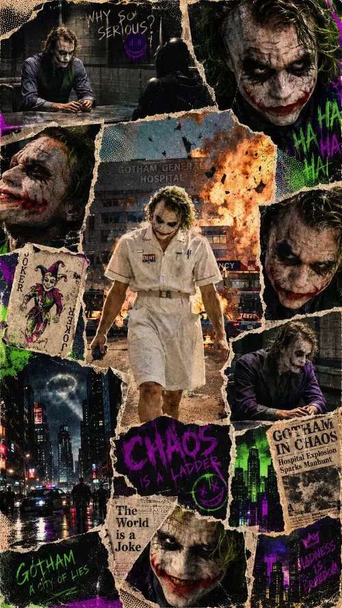 A retro vintage collage design of Heath Ledger as ... — AI Photo Editing Prompt on Faymas