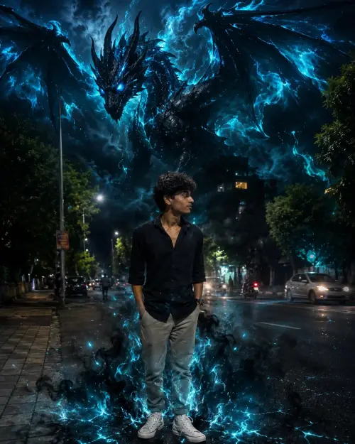 Shadow Dragon Guardian AI Prompt | Solo Leveling Inspired Cinematic Fantasy Portrait — AI Photo Editing Prompt on Faymas