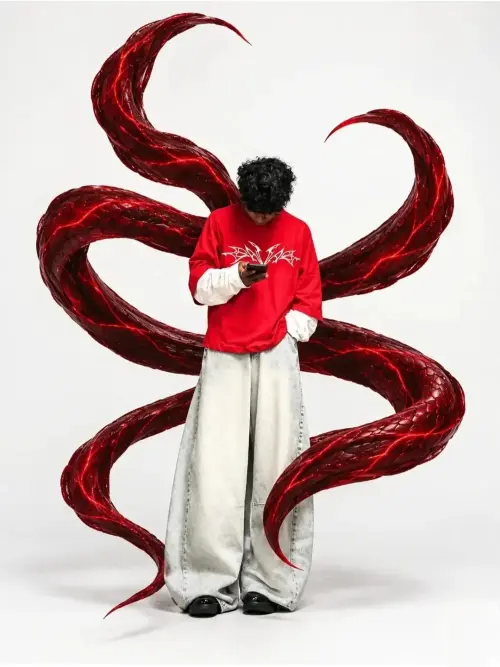 Large Flowing Red Snakes 🐍 — AI Photo Editing Prompt on Faymas