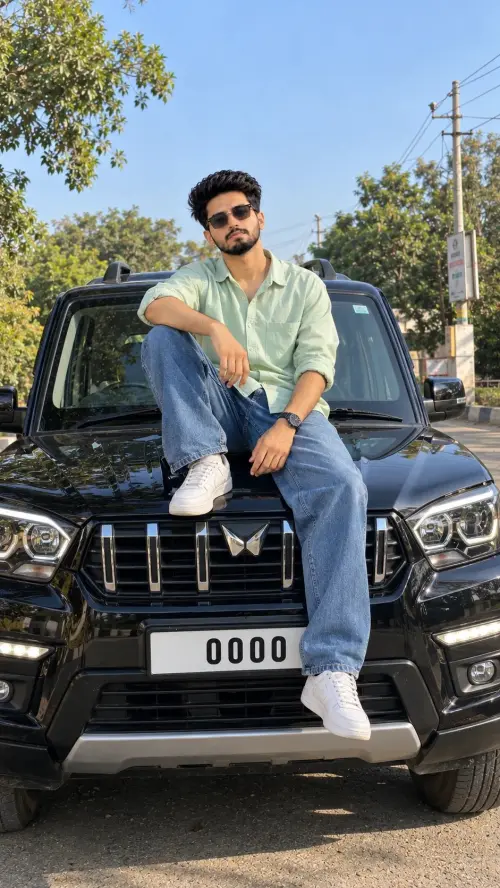Black Scorpio SUV Portrait | Realistic Car Fashion Photography — AI Photo Editing Prompt on Faymas