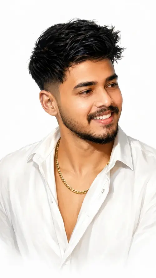 Stylish Smiling Portrait of a Young Man — AI Photo Editing Prompt on Faymas