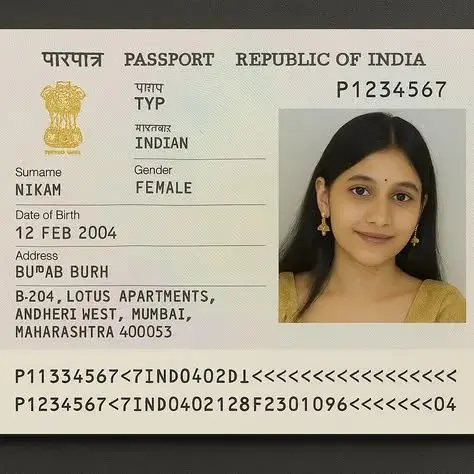 Fictional Indian Passport-Style Portrait — Clean Document Mockup — AI Photo Editing Prompt on Faymas
