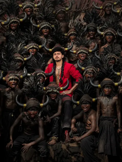 The Crimson King Among the Tribal Warriors — AI Photo Editing Prompt on Faymas