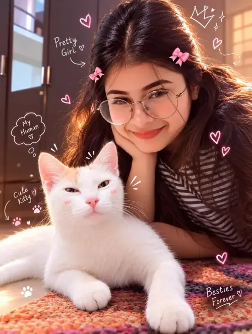Pretty Girl & Cute Kitty – Besties Forever 🩷🐱 — AI Photo Editing Prompt on Faymas