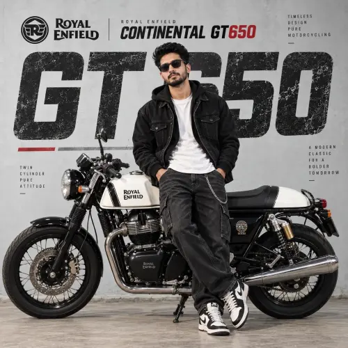 ROYAL ENFIELD CONTINENTAL GT650 FASHION SHOT — AI Photo Editing Prompt on Faymas