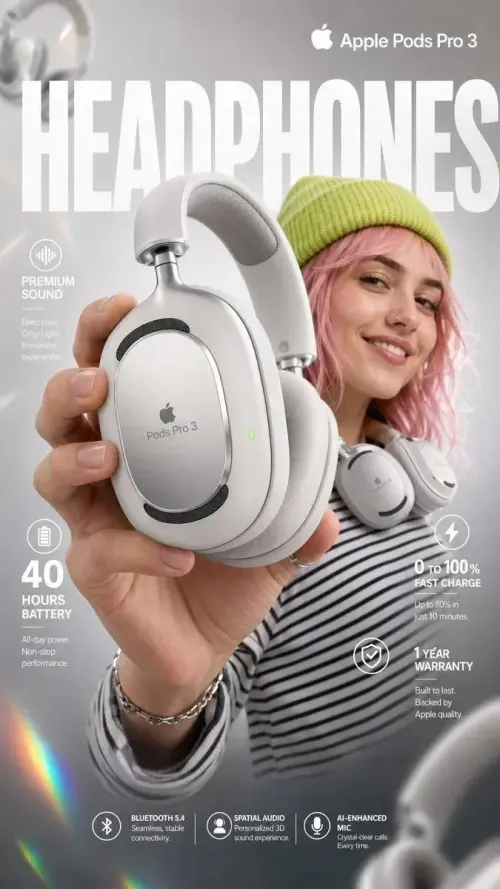 High-Impact E-Commerce Infographic for "apple Pods Pro 3" Premium Wireless Generate an infographic prompt featuring high — AI Photo Editing Prompt on Faymas