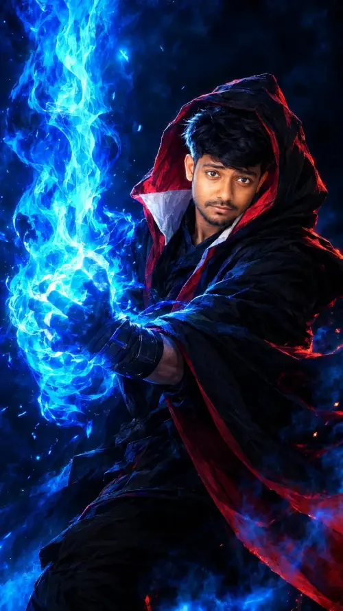 BLUE FLAME SHINOBI — REAL FACE IDENTITY LOCK — AI Photo Editing Prompt on Faymas