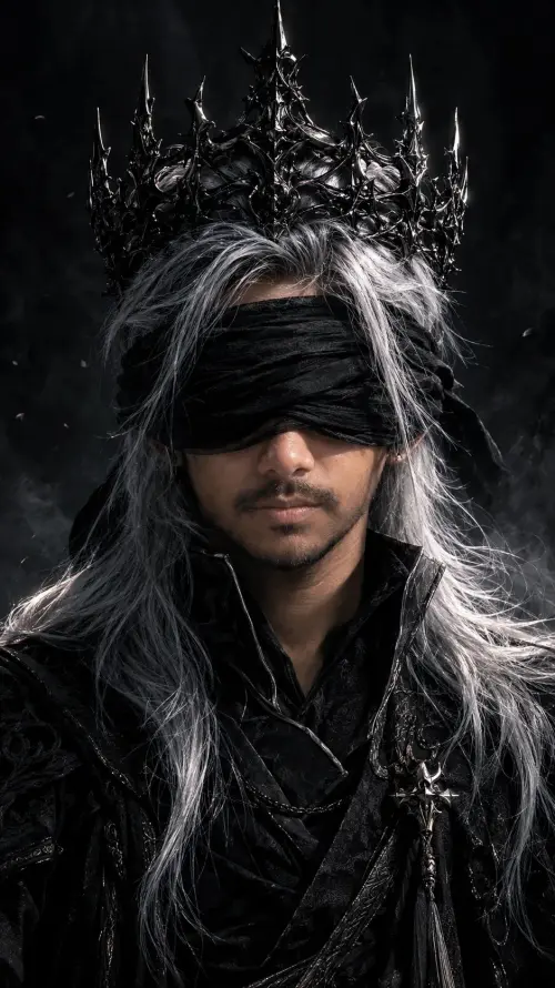 DARK FANTASY BLINDFOLDED KING — MALE VERSION — REAL FACE IDENTITY LOCK — AI Photo Editing Prompt on Faymas