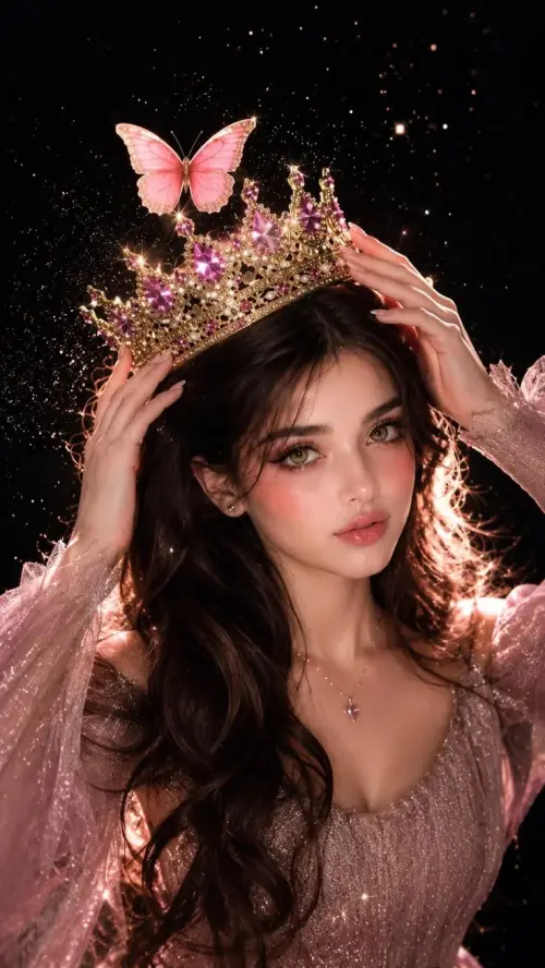 Enchanted Princess — Crowned in Pink Magic — AI Photo Editing Prompt on Faymas