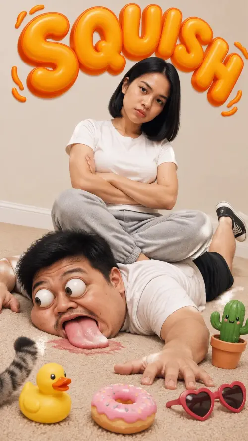 Squish — Funny Couple Chaos — AI Photo Editing Prompt on Faymas