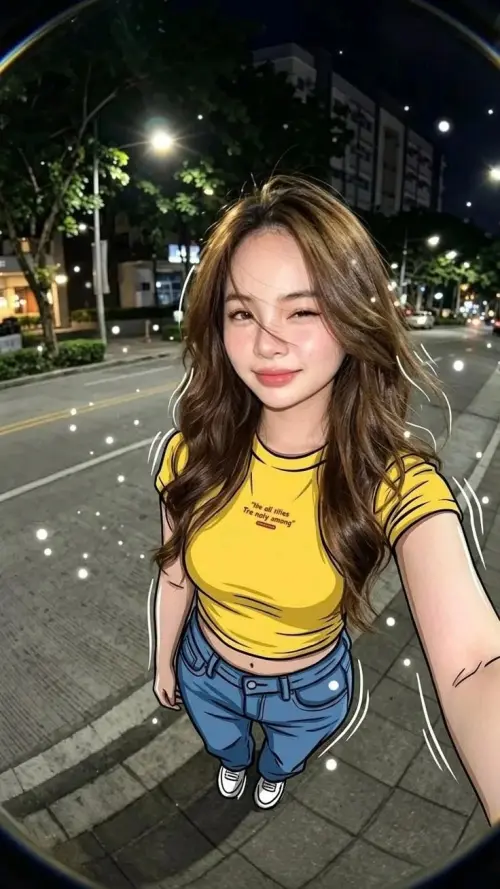 Anime-Style Night Street Selfie ✨🌙 — AI Photo Editing Prompt on Faymas