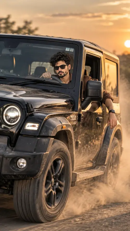 Thar Driving Cinematic Portrait — AI Photo Editing Prompt on Faymas