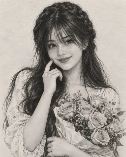 A Rose-Touched Pencil Dream 🌹✏️ — AI Photo Editing Prompt on Faymas