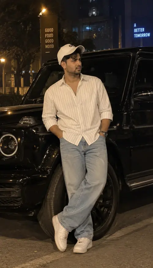 Midnight Luxury Street Style — AI Photo Editing Prompt on Faymas
