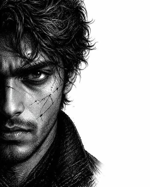 Neo-Noir Ink Engraving Portrait AI Prompt | Cinematic Black & White Assassin Illustration — AI Photo Editing Prompt on Faymas