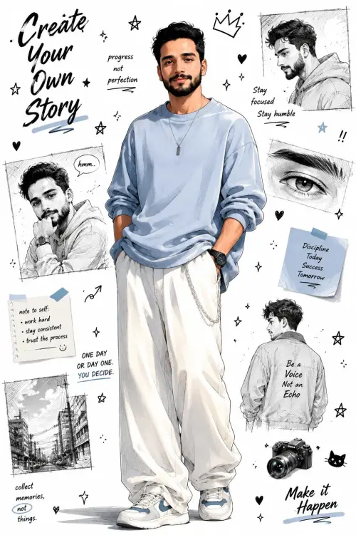Semi-Realistic Anime Fashion Illustration AI Prompt | Editorial Manga Character Portrait — AI Photo Editing Prompt on Faymas