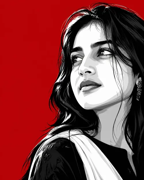 Sharp Black & White Vector Portrait — AI Photo Editing Prompt on Faymas