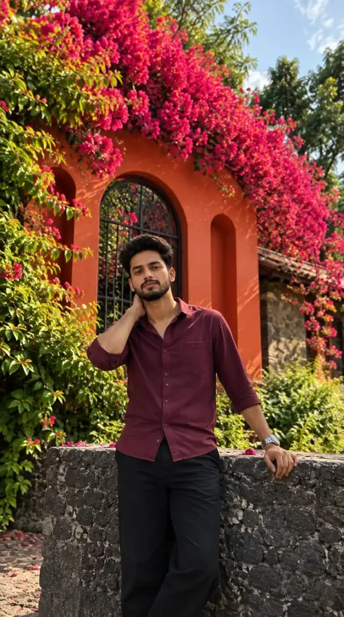 Mediterranean-style garden courtyard Ultra Realistic Aesthetic DSLR Portrait — AI Photo Editing Prompt on Faymas