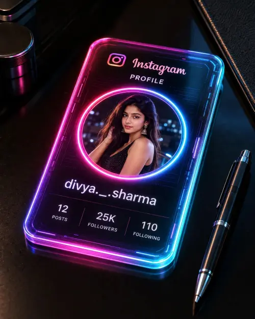 Neon light instagram profile — AI Photo Editing Prompt on Faymas