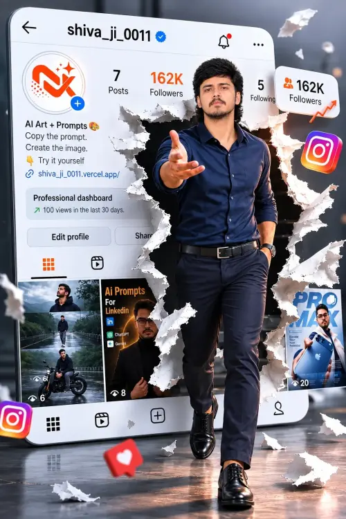 Social Media Creator – 3D Instagram Profile Breakout — AI Photo Editing Prompt on Faymas