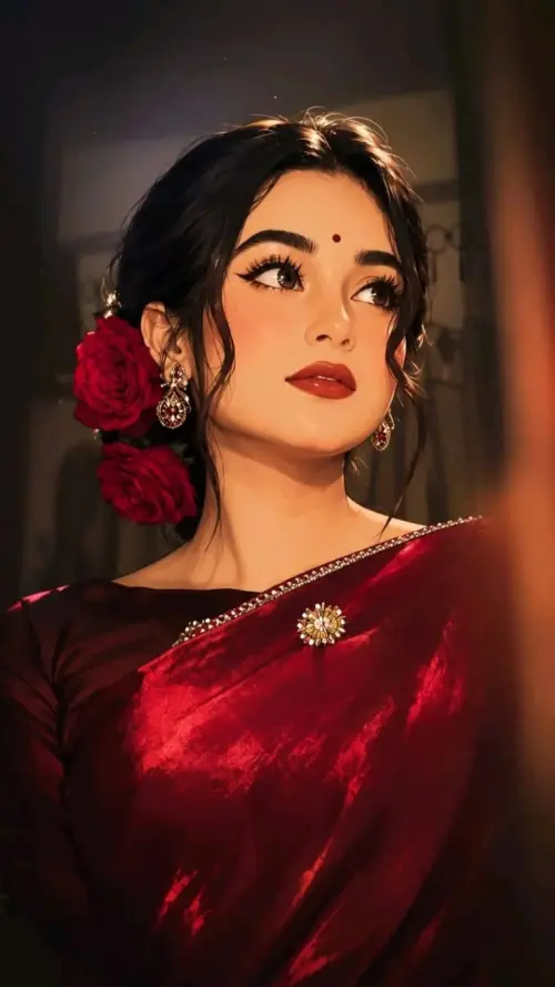 Crimson Saree Portrait — AI Photo Editing Prompt on Faymas