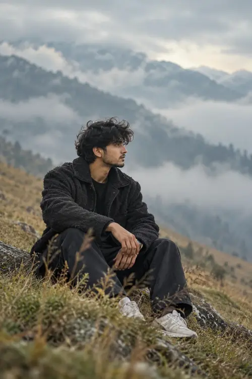 Lost in the Mountains 🌫️ | Cinematic Solitude — AI Photo Editing Prompt on Faymas