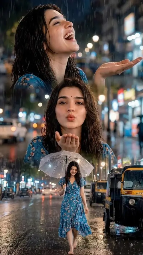 Monsoon Memories – A Rainy Night Story — AI Photo Editing Prompt on Faymas