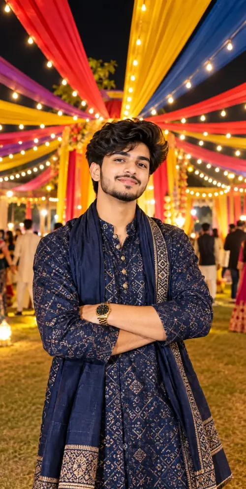Stylish Indian Boy Traditional Look 🔥💙 | Festive Kurta Portrait | Trending Instagram Aesthetic 2026 — AI Photo Editing Prompt on Faymas