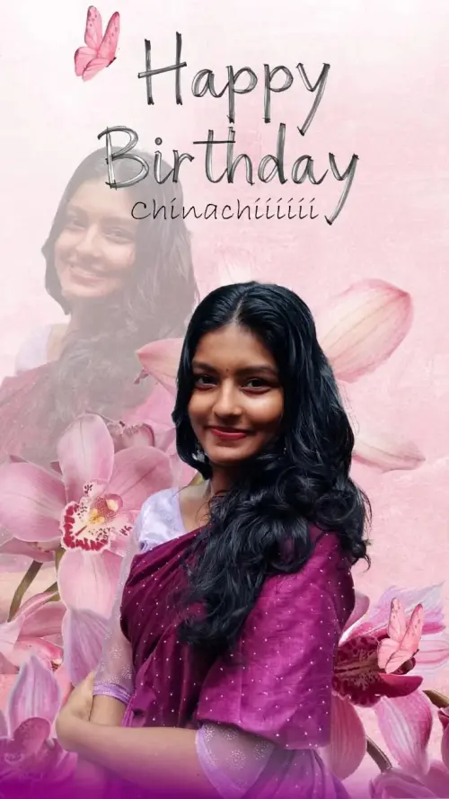 Happy Birthday Chinachiiii – Pink Floral Birthday Portrait — AI Photo Editing Prompt on Faymas