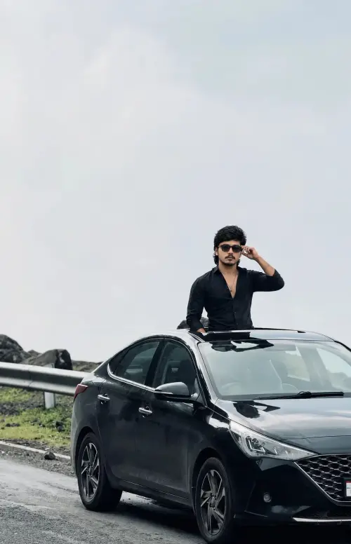 Mountain Drive – Black Car & Midnight Style — AI Photo Editing Prompt on Faymas
