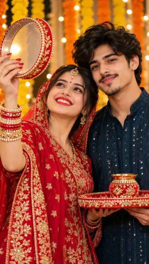 Instagram Trending Karwa Chauth Special Couple Ai Prompt ❤️ — AI Photo Editing Prompt on Faymas