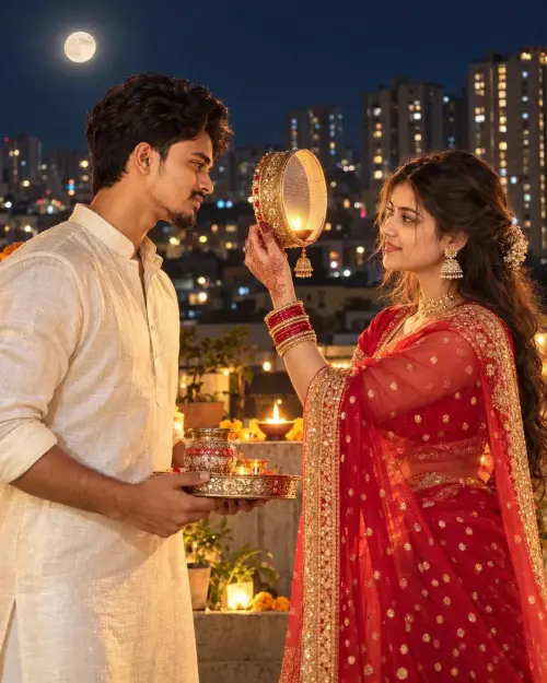 Karwa Chauth Couple Portrait Prompt — AI Photo Editing Prompt on Faymas