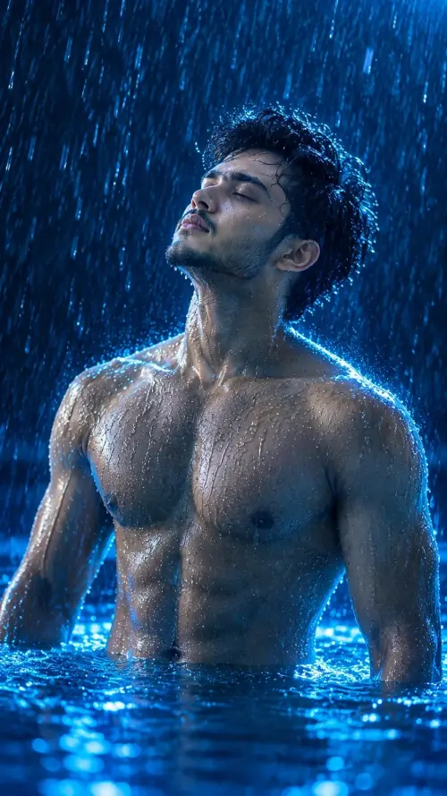 **Prompt: Midnight Rain — Blue Cinematic Portrait 🌧️💙** — AI Photo Editing Prompt on Faymas