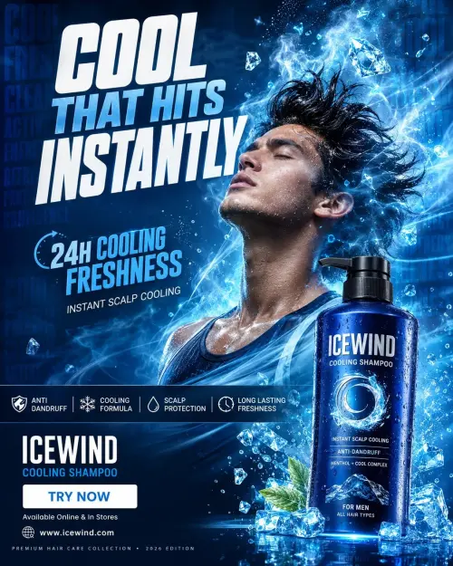 8K Sports Cooling Shampoo Marketing Poster Prompt — AI Photo Editing Prompt on Faymas
