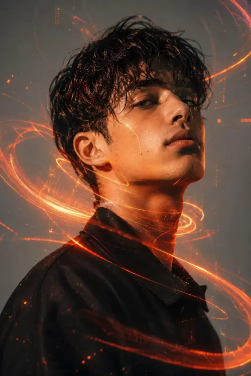Futuristic Energy Portrait AI Prompt | Cinematic Sci-Fi Editorial Studio Photography — AI Photo Editing Prompt on Faymas