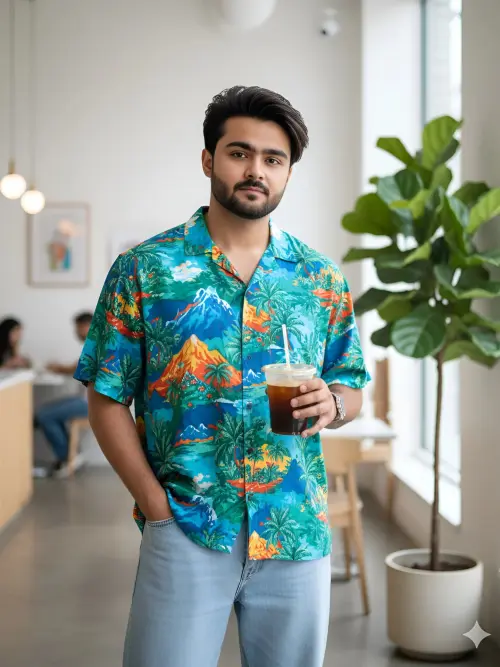 Hawaiian style shirt — AI Photo Editing Prompt on Faymas
